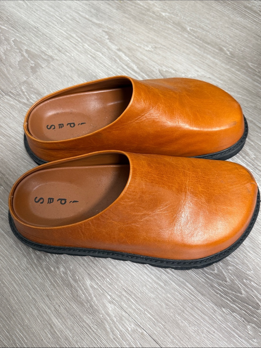 Men's Slip-On Leather Clog in Cognac Brown - Casual Comfort